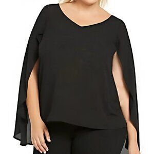Torrid Black Batwing Cape V-Neck Blouse - Size 0X